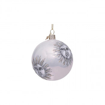 Лампион, White Pearl with Sun Faces, Ø8cm 