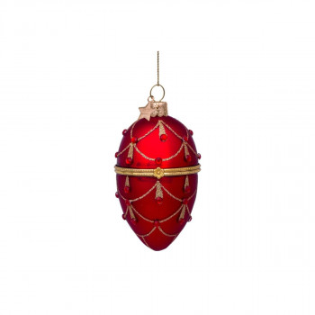 Лампион, Red Egg with Red Diamonds, 10cm 