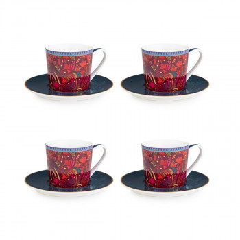 Сет од 4 шолји за чај со тацни, Kashmir, 210ml 