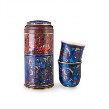 Сет од 2 шолји за кафе и метална кутија, Kashmir, 90ml 