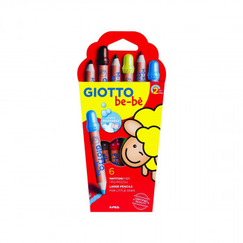 Дрвени боички за најмали, Giotto be-bè, Large pencils, 6 бои 