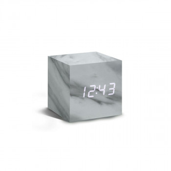 Часовник, Cube Click Clock, мермерно бел 