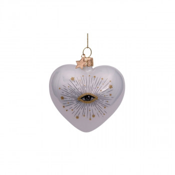 Лампион, White Pearl Heart with Gold Eye, 8 cm 