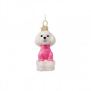 Лампион, White Poodle with Pink T-Shirt, 8 cm 