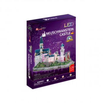 3D сложувалка со LED светла, Cubic Fun - Neuschwanstein Castle, 128 парчиња 