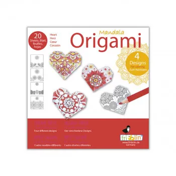 Оригами со мандала за боење - Срциња, 15 x 15 cm 