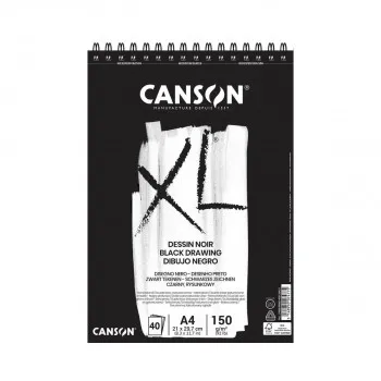 Скицник со спирала, Canson XL Black, A4, 150g, 40 листа 