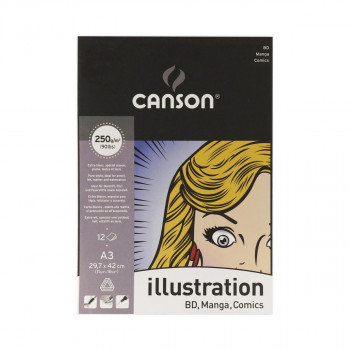Скицник, Canson Illustration - BD, Manga, Comics, A3, 250 g/m², 12 листови 