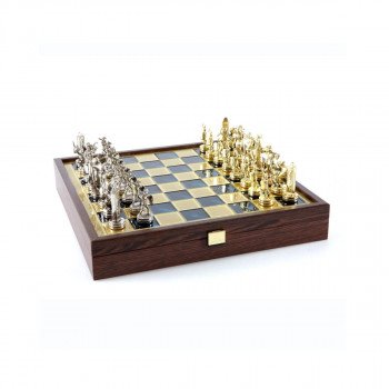 Сет за шах, Greek Mythology Metal Chess set with Gold/Silver Chessmen, син 