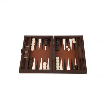 Сет за табла-рачна изработка, Caramel Brown Inlaid Leatherette Backgammon 