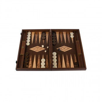 Сет за табла-рачна изработка, Wenge Inlaid Backgammon w/ Walnut Burl and Oak 