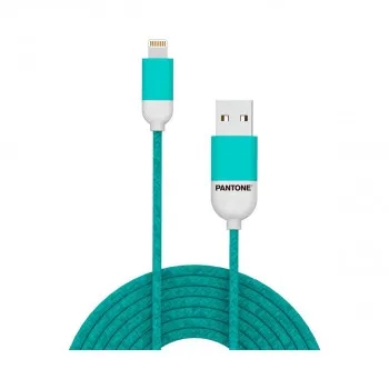 USB кабел за iPhone/iPad, Pantone - Lightning, тиркизен, 1м 