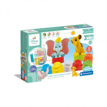 Сет за игра со меки коцки, Disney Baby - Simba and Dumbo Playset 