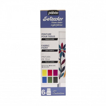 Сет бои за текстил, Pebeo, Setacolor Light Fabrics - Initiation, 6x20ml 