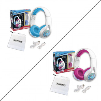 Безжични слушалки со LED - сини/розеви, Music Academy Wireless Headphones 