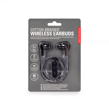 Бежични слушалки, Black Cotton Braided Wireless Earbuds 