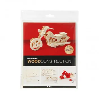 3D дрвена фигура на склопување, Motorbike, 19 cm 