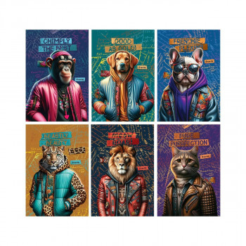 Тетратка, Lipa Mill, Fashion Animals, A4, линии 