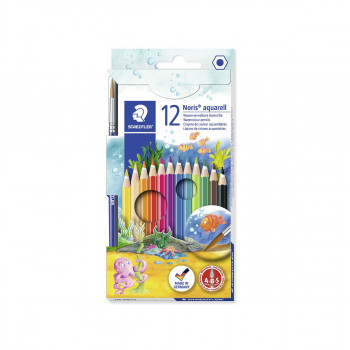 Сет од 12 дрвени акварели + четка, Noris® aquarell 