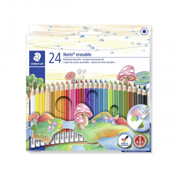 Сет од 24 дрвени боици со гума, Noris® erasable 