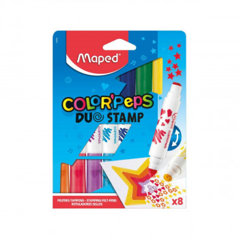 Сет од 8 двострани фломастери-печати, Color'Peps Duo Stamp 
