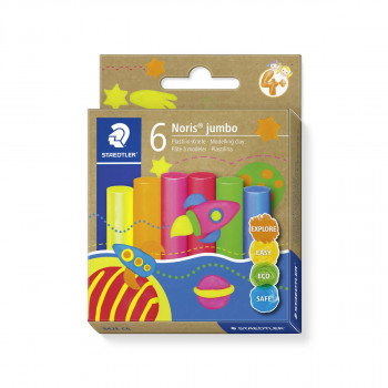 Пластелин - 6 неонски бои, Noris® jumbo 
