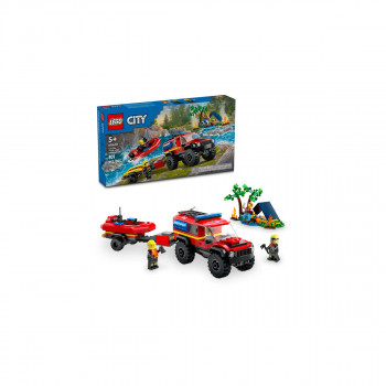 LEGO коцки, City, 4x4 Fire Truck with Rescue Boat 