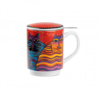 Шолја за чај со инфузер, Laurel Burch Red, 350ml 