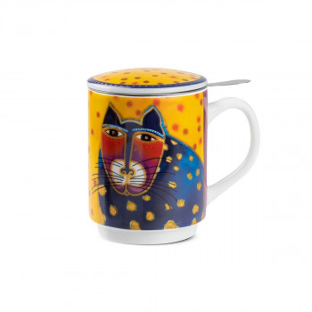Шолја за чај со инфузер, Laurel Burch Yellow, 350ml 