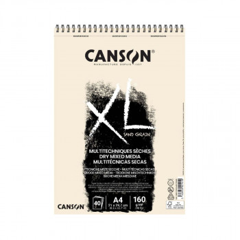 Скицник, Canson XL Sand Grain Natural - Dry Mix Media Pad, A4, 160 g/m², 40 лист 