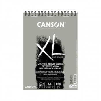 Скицник, Canson XL Sand Grain Grey - Dry Mix Media Pad, A4, 160 g/m², 40 листови 