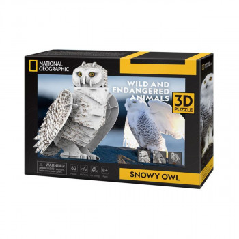 3D сложувалка, Cubic Fun: National Geographic - Snowy Owl, 62 парчиња 