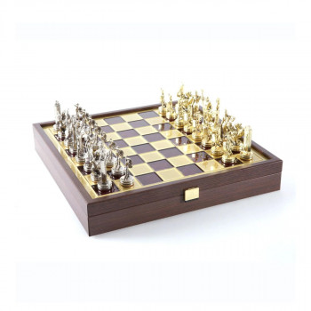 Сет за шах во дрвена кутија, Greek Mythology Chess Set, црвен, среден 