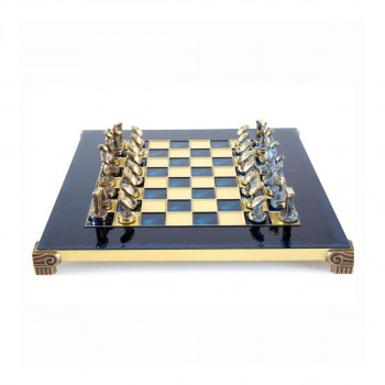 Сет за шах, Cycladic Art Brass Chess Set - Blue & Brown, син, мал 