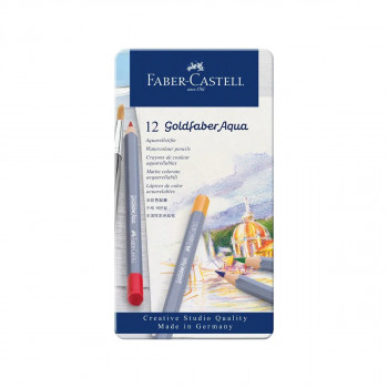 Сет од 12 дрвени акварели во метална кутија, Goldfaber Aqua 