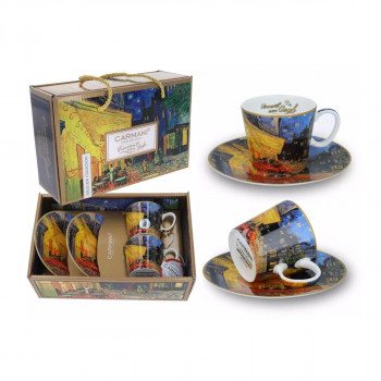 Сет од 2 шолји за еспресо со тацни, Van Gogh - Café Terrace at Night, 100ml 