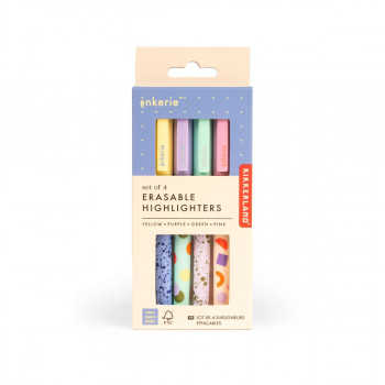 Сет хајлајтери што се бришат, Inkerie - Erasable Highliters, 4 бои 