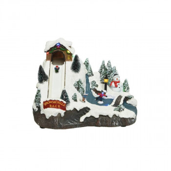 Декоративна фигура со LED светла, Christmas Village w/Ski Ramp 