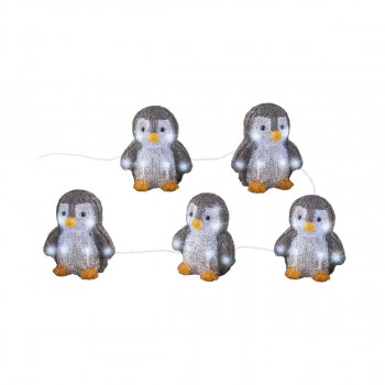 Сет декоративни фигури со LED светла, Penguins, 1/5 