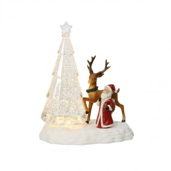Декоративна фигура со LED светла, Crystal Tree, Deer & Santa 