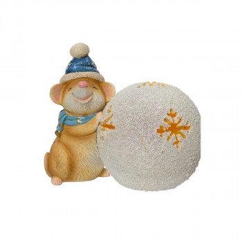 Декоративна фигура со LED светла, Mouse w/Bauble 