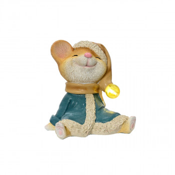 Декоративна фигура со LED светла, Mouse w/Hat 