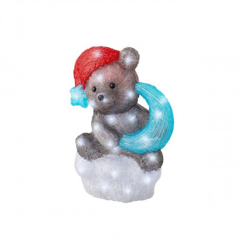 Декоративна фигура со LED светла, Teddy Bear w/Moon, 35cm 