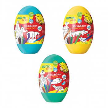 Сет со боички и стикери, Giotto be-be Stick&Color Eggs, 3 модели 