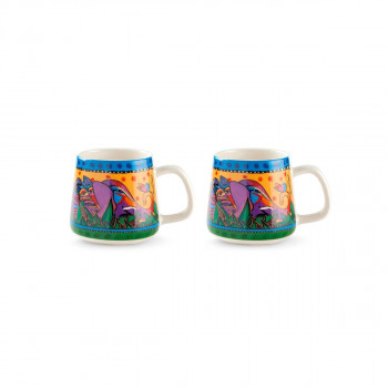 Сет од 2 шолји, Laurel Burch - Jungle Yellow/Blue, 360ml 