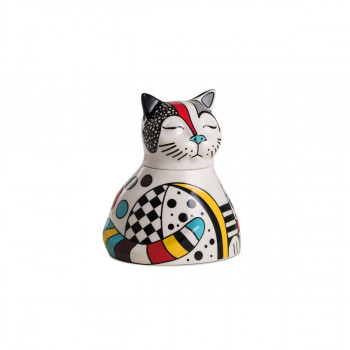 Декоративна керамичка кутија, Warà Cat White, 15.5 x 20 cm 