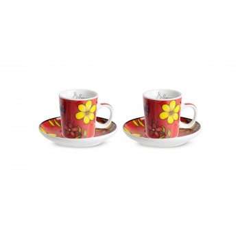 Сет од 2 шолји со тацни, Bellamore Red, 100ml 