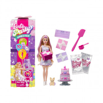 Сет за игра Barbie: Party Unboxed - Pet Birthday: French Bulldog 