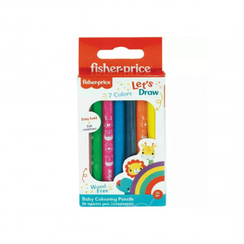 Сет од 7 дрвени боички за најмали, Fisher Price - Wood Free Pencils 