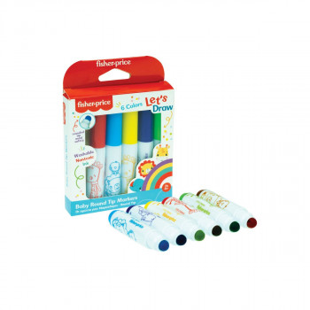 Сет од 6 фломастери за најмали, Fisher Price - Round Tip Markers 